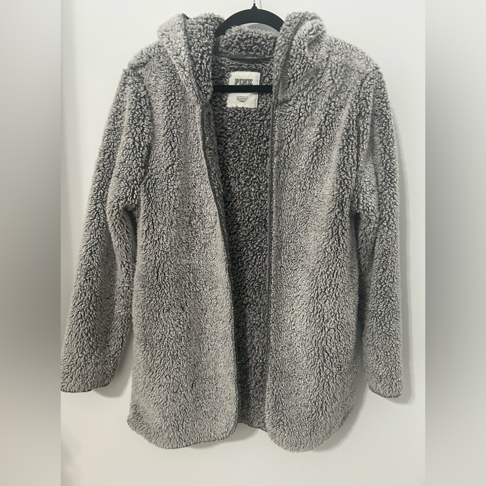 PINK Victoria's Secret Gray Teddy Jacket